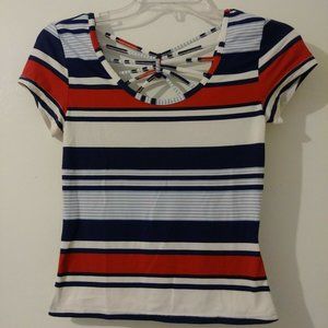 Derek Heart Juniors Red Multicolor Striped Top S